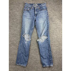 Levis Jeans Womens 24 Blue Low Pro Straight Distressed Ripped Denim Jeans